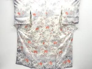 未使用品　屋敷に草花・御所車模様付け下げ小紋着物